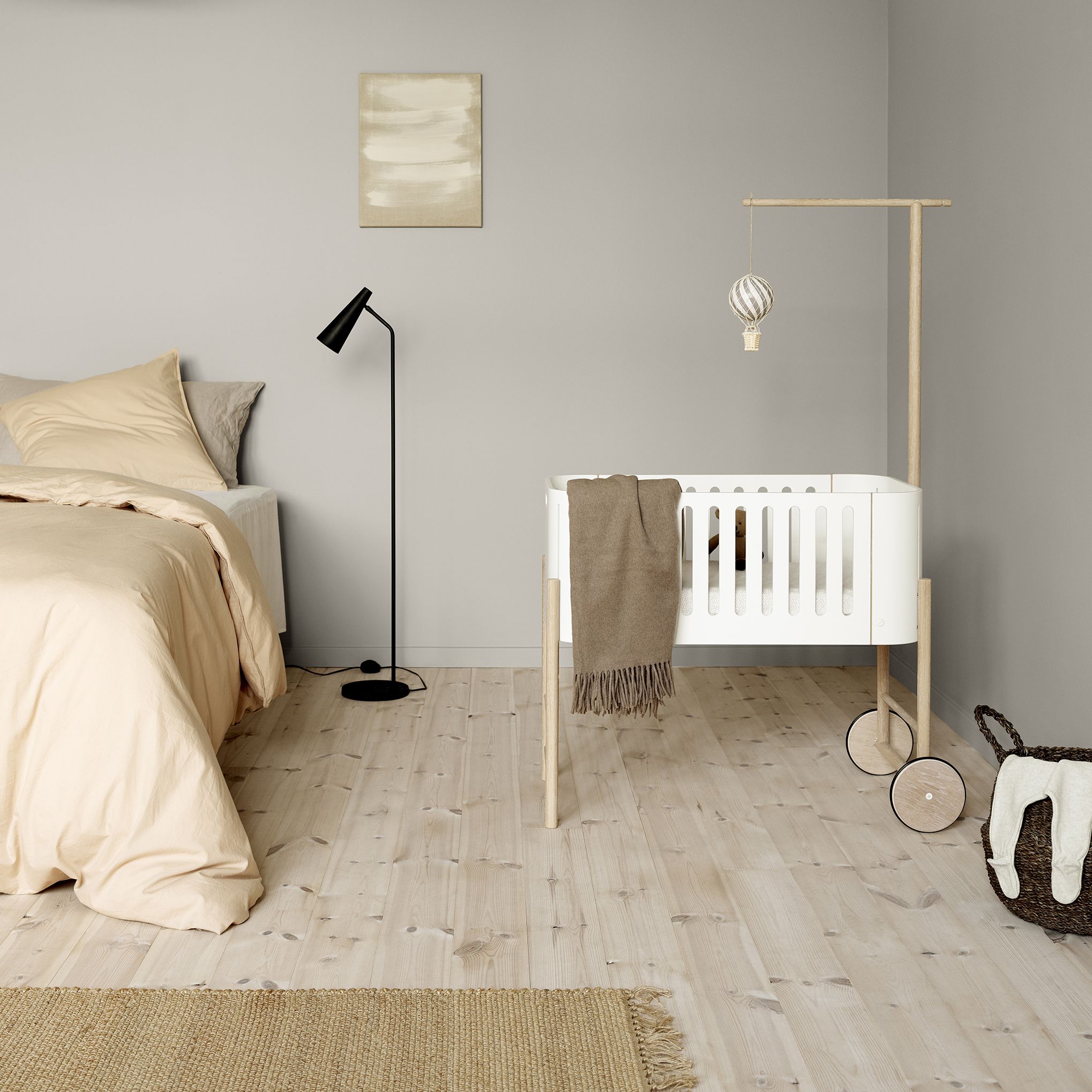 Ciel de lit pour lit bébé évolutif Wood Mini+, blanc – Oliver